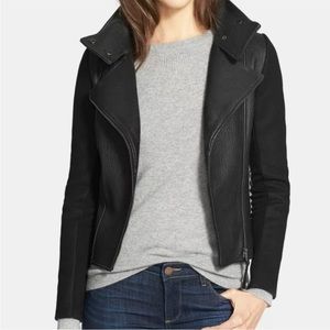 Woman Mackage Corrine mixed media leather wool motor jacket.Size M.